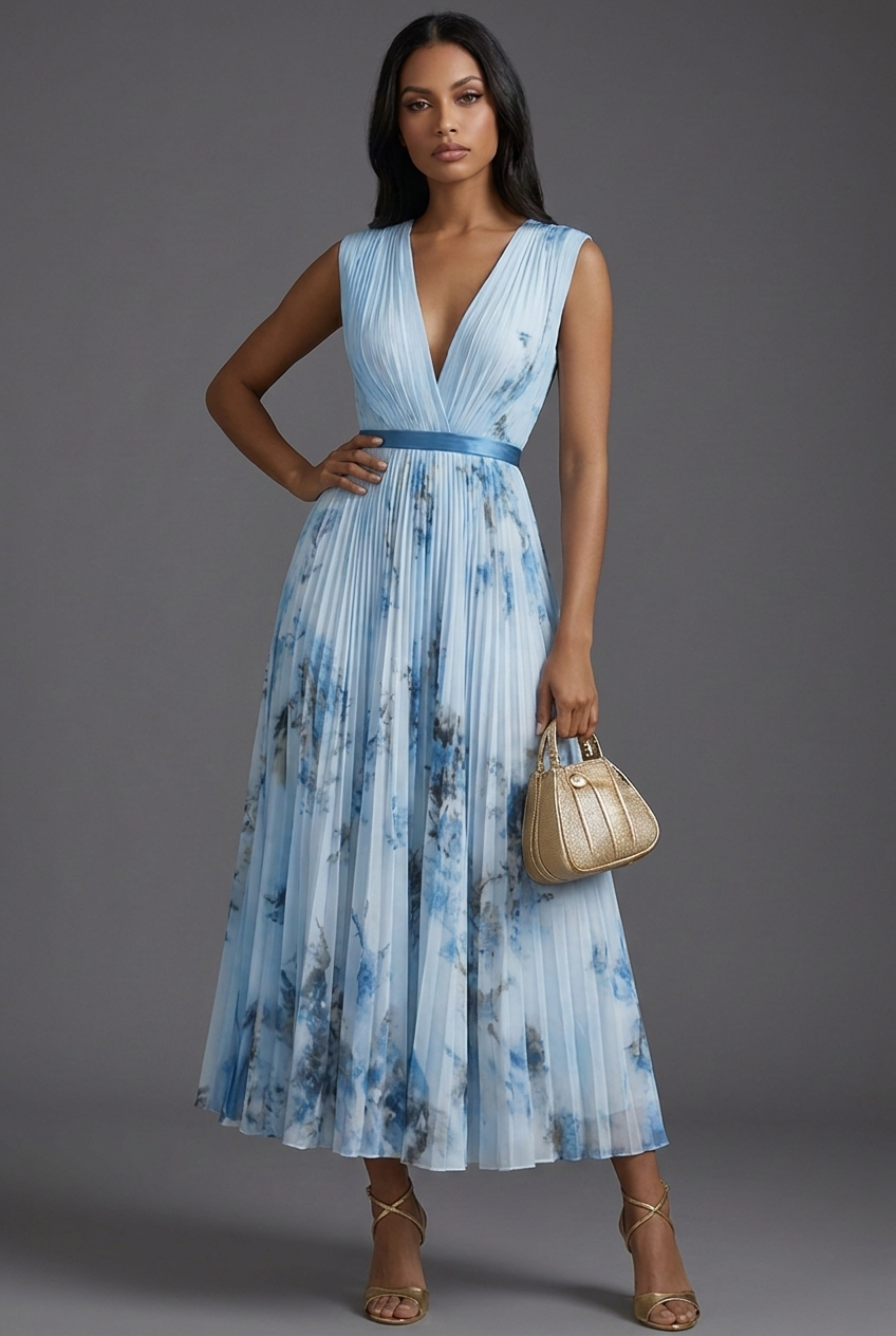 Beatrice | Wedding Guest Pleated Midi Dress