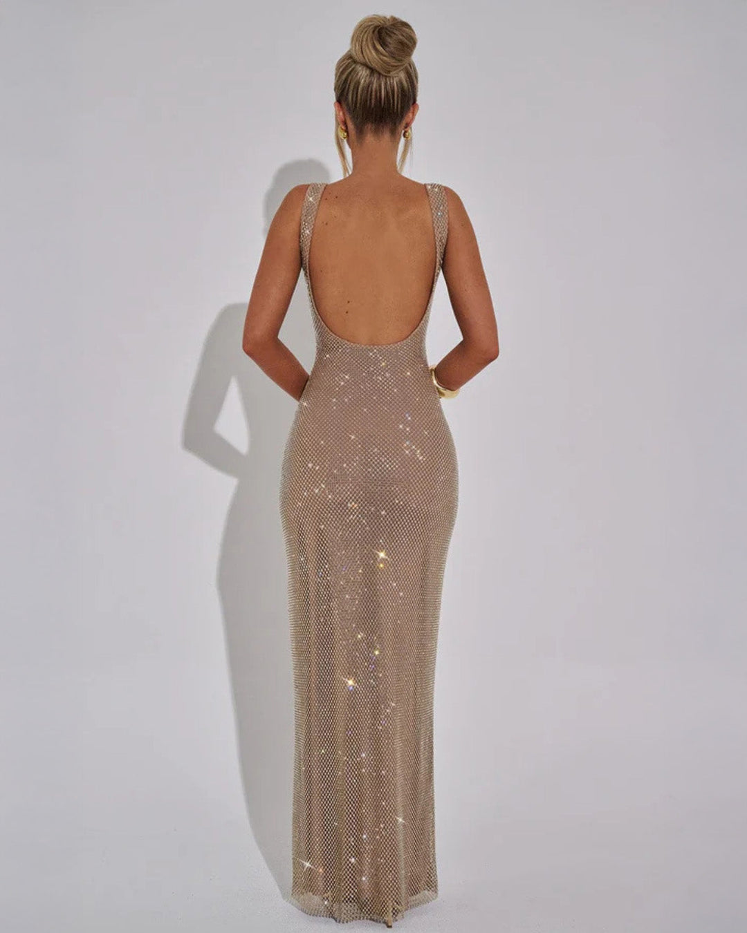 Florence | Rhinestone Mesh Wedding Guest Maxi Dress