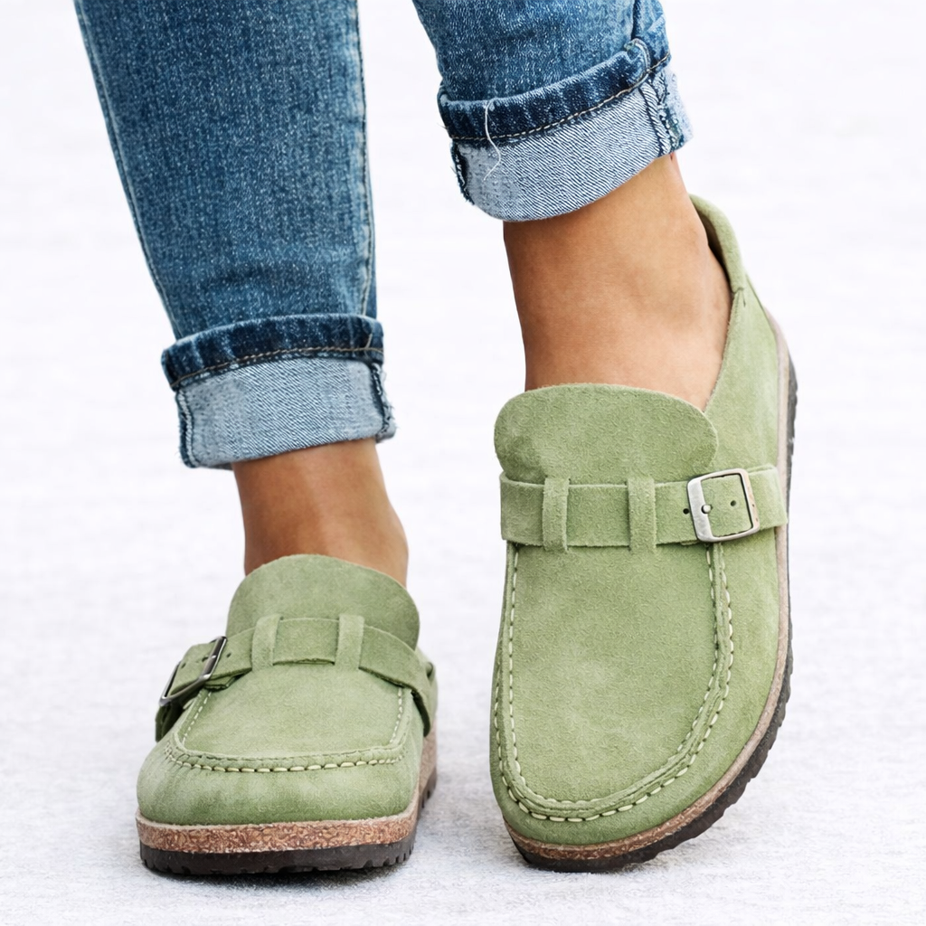 Alice | Suede Buckle Slip-On Sandals Women