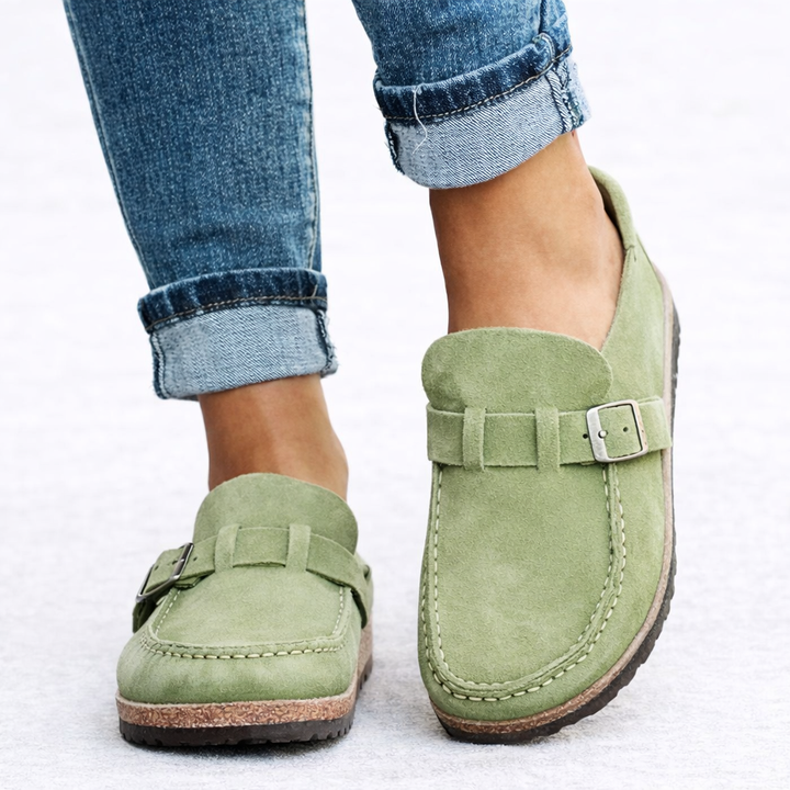 Alice | Suede Buckle Slip-On Sandals Women