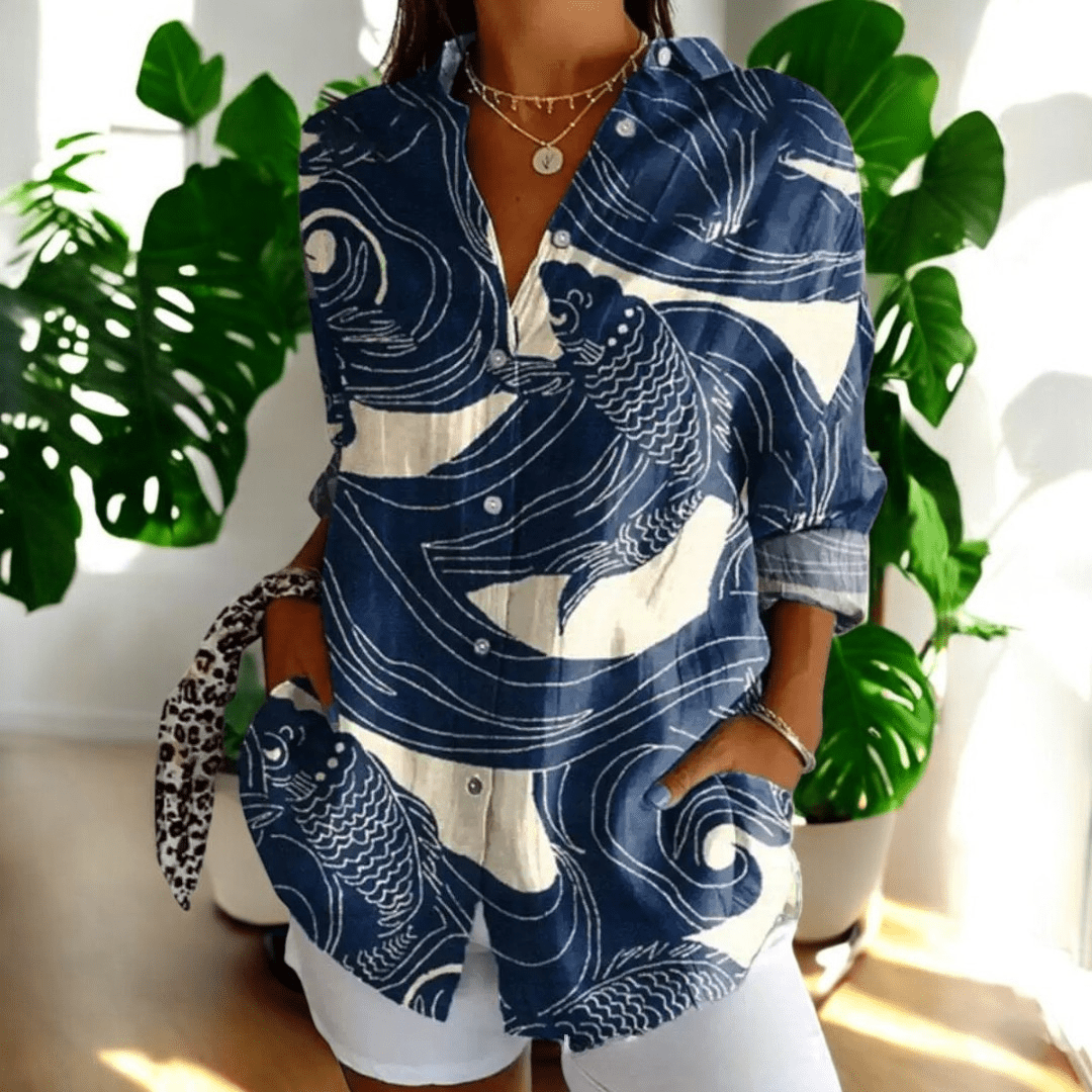 Ava | Print Women Clothing Button Blouse