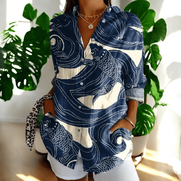 Ava | Print Women Clothing Button Blouse