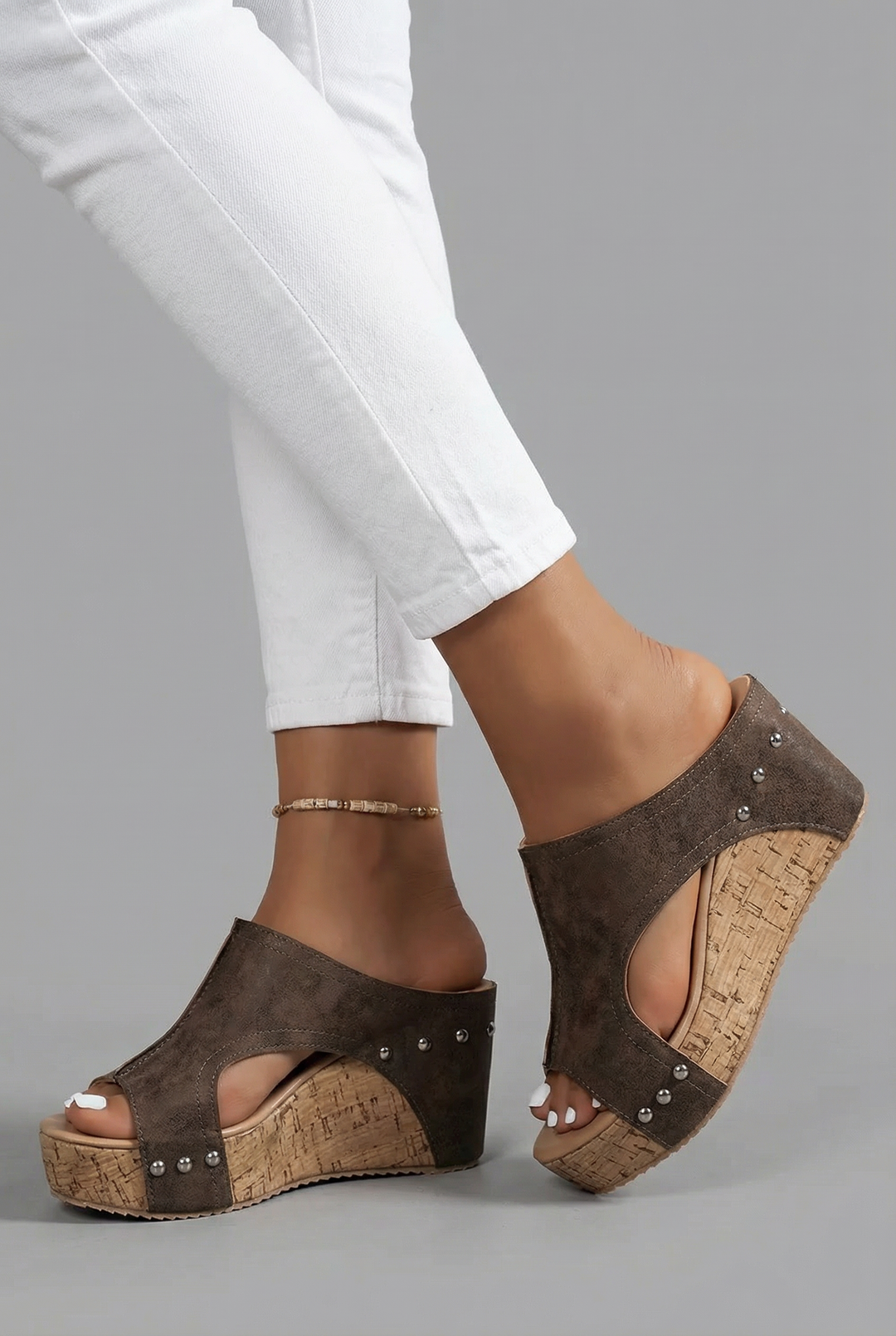 Hattie | Platform Wedge Sandals Cork Studs