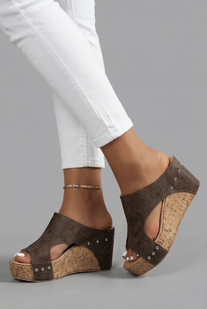 Hattie | Platform Wedge Sandals Cork Studs