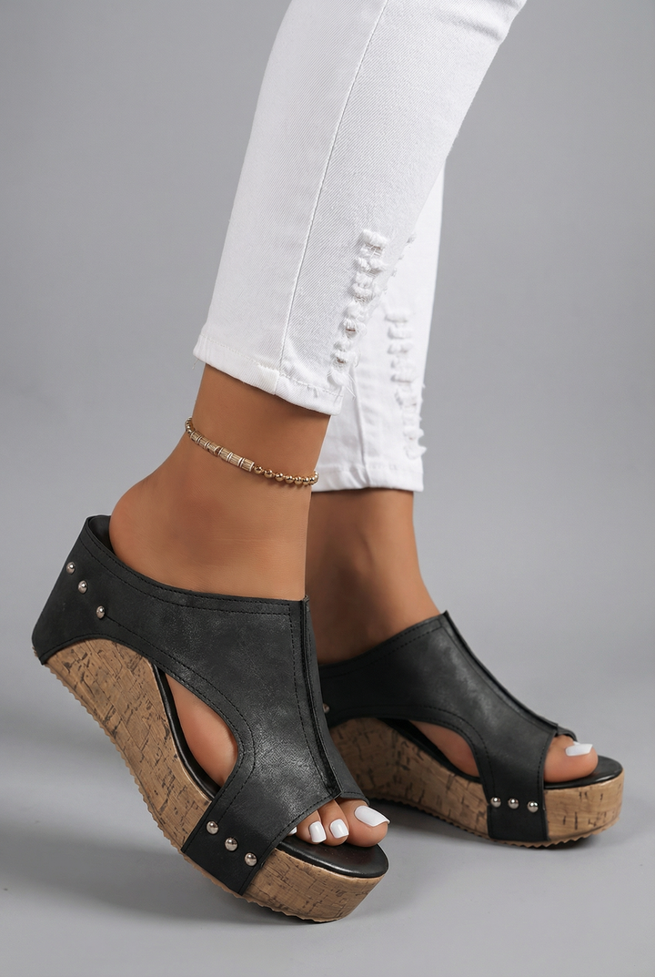 Hattie | Platform Wedge Sandals Cork Studs