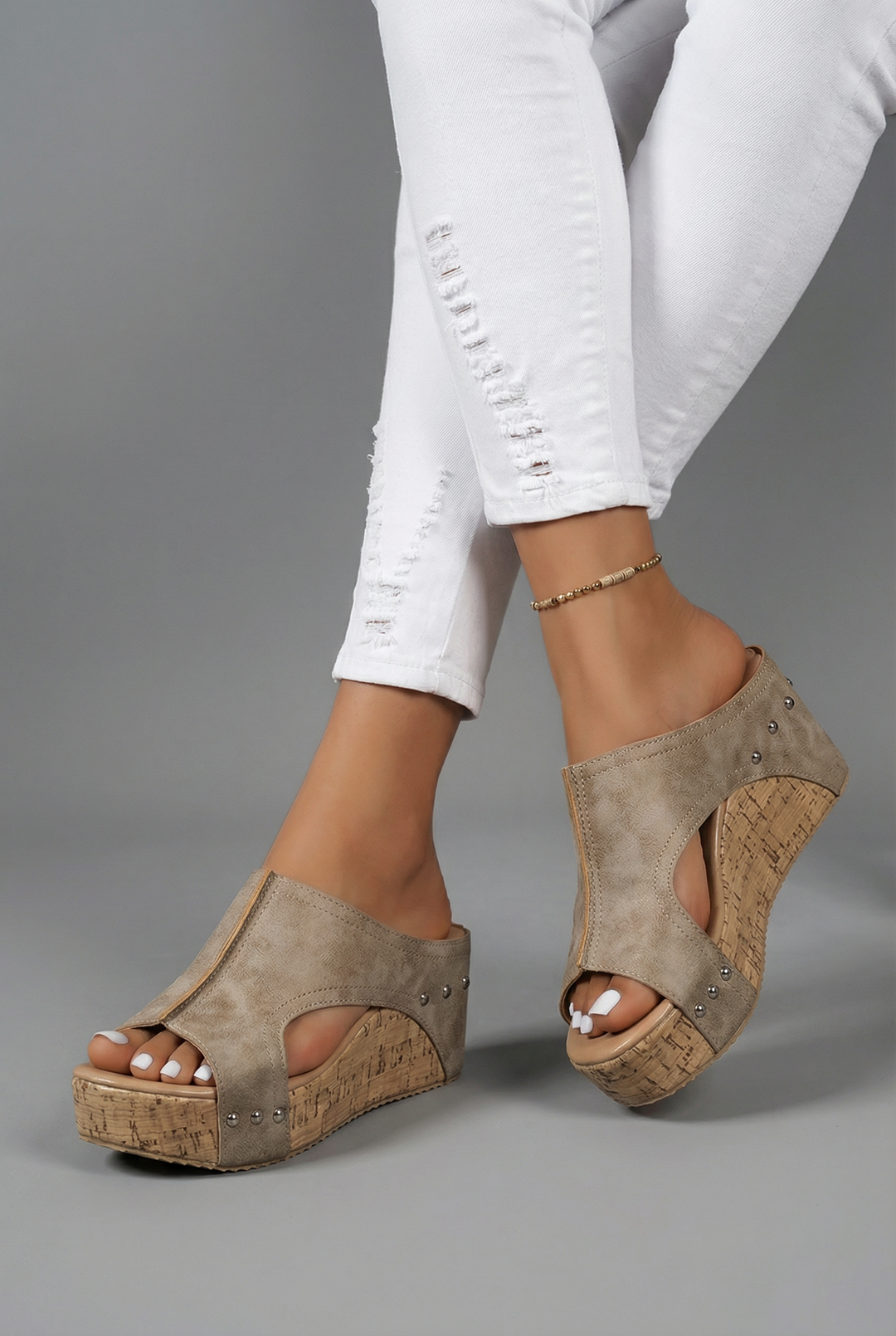 Hattie | Platform Wedge Sandals Cork Studs