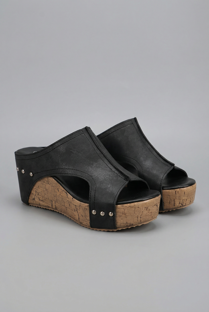 Hattie | Platform Wedge Sandals Cork Studs