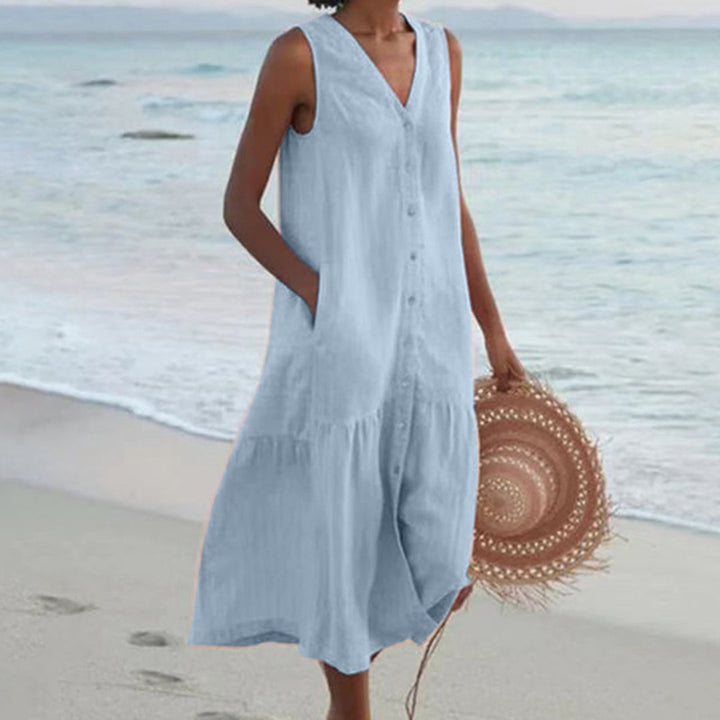 Harriet | Women Sleeveless Button-Front Midi Dress