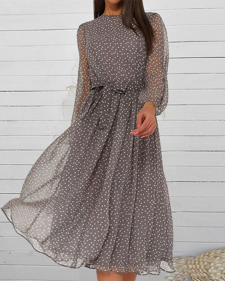 Verity | Polka Dot Chiffon Midi Dress for Women
