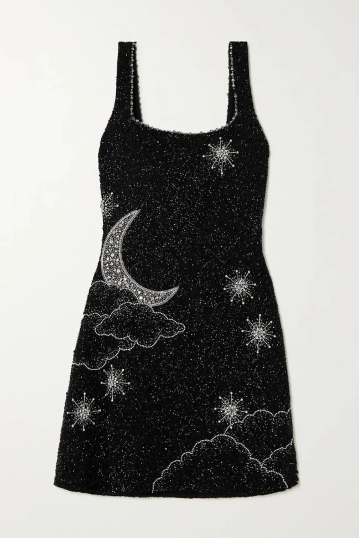 Willow | Black Dress with Crystal Moon &amp; Stars