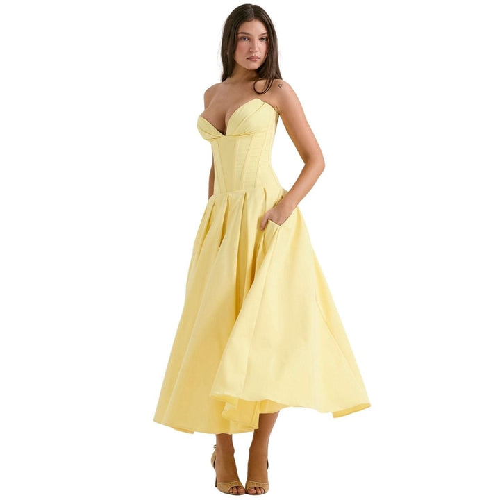 Sophia | Strapless Wedding Guest Midi Dress