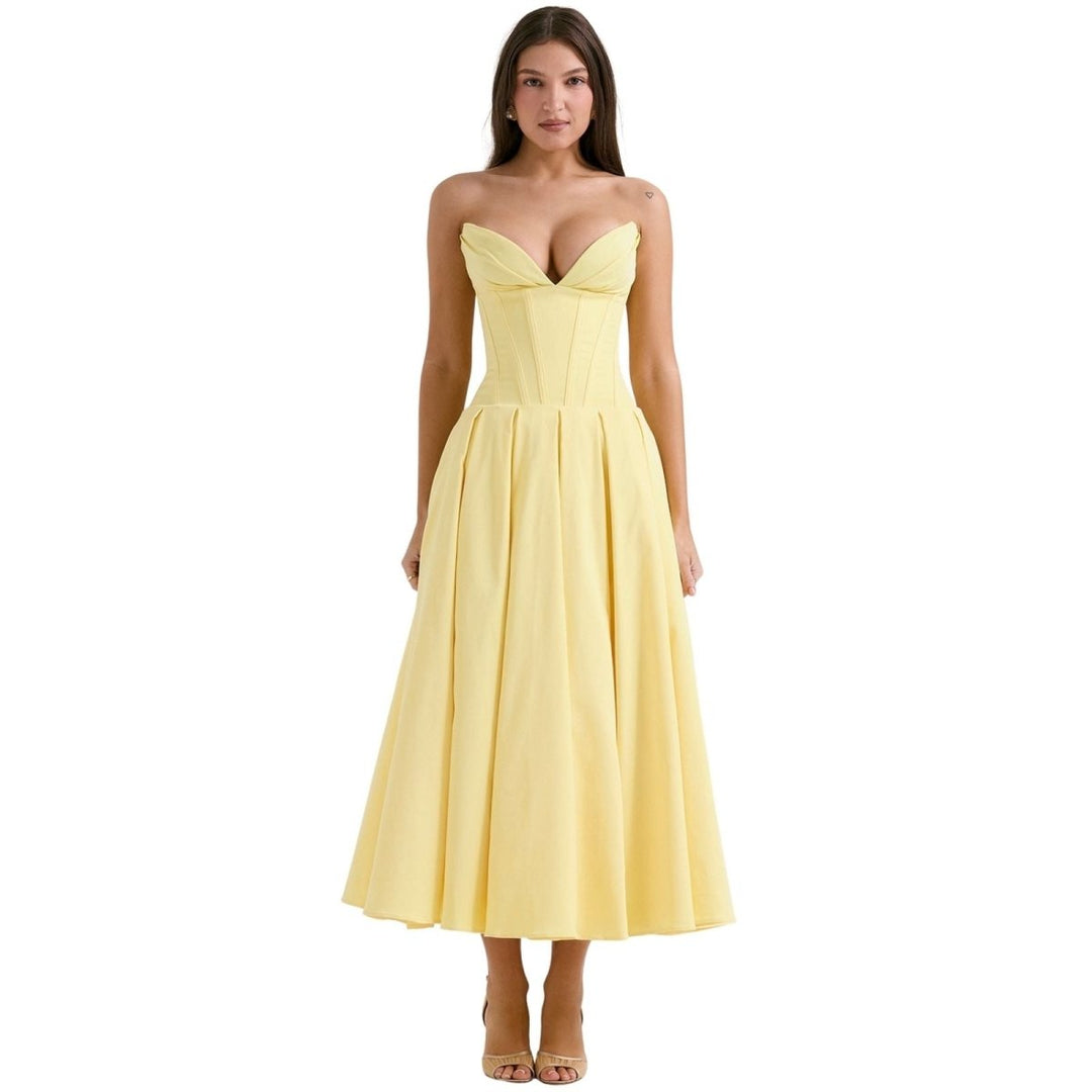 Sophia | Strapless Wedding Guest Midi Dress