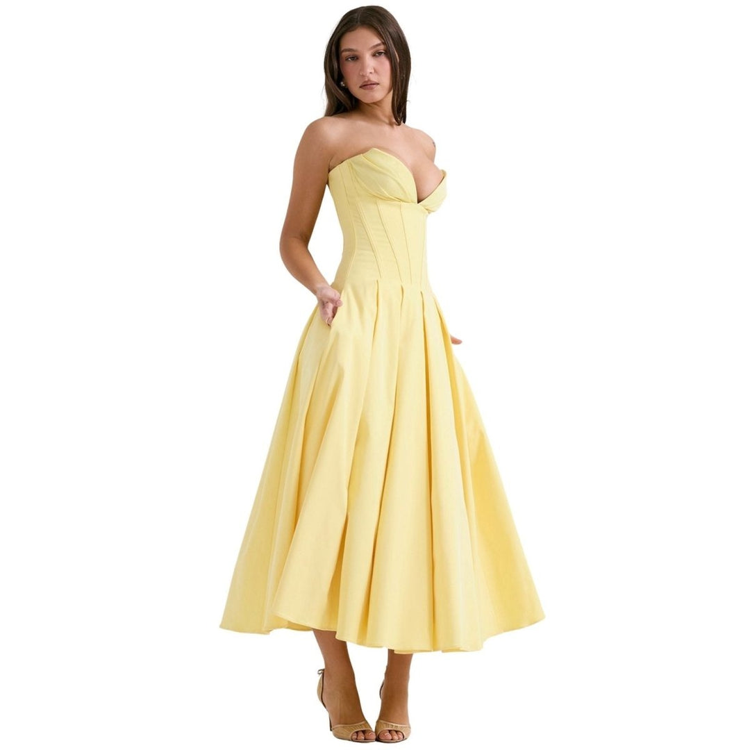 Sophia | Strapless Wedding Guest Midi Dress