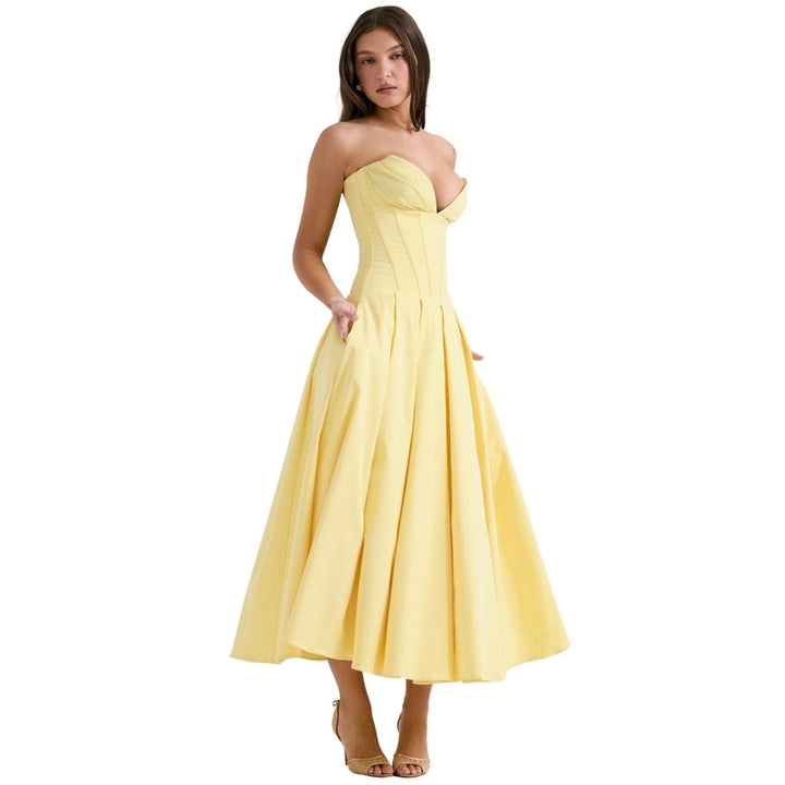Sophia | Strapless Wedding Guest Midi Dress