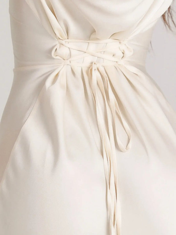 Grace | Wedding Guest Satin Flared Sleeve Maxi Dress