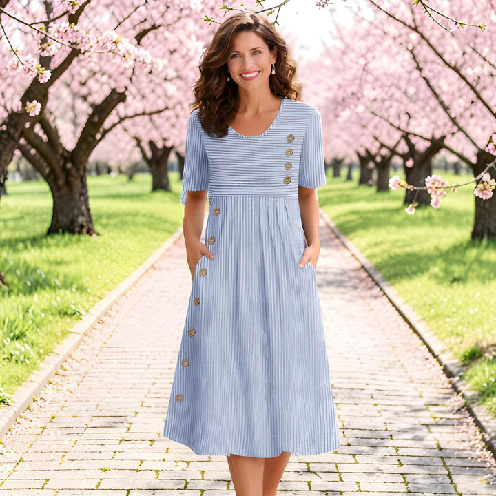 Effie | Striped Button-Front Midi Dress Women
