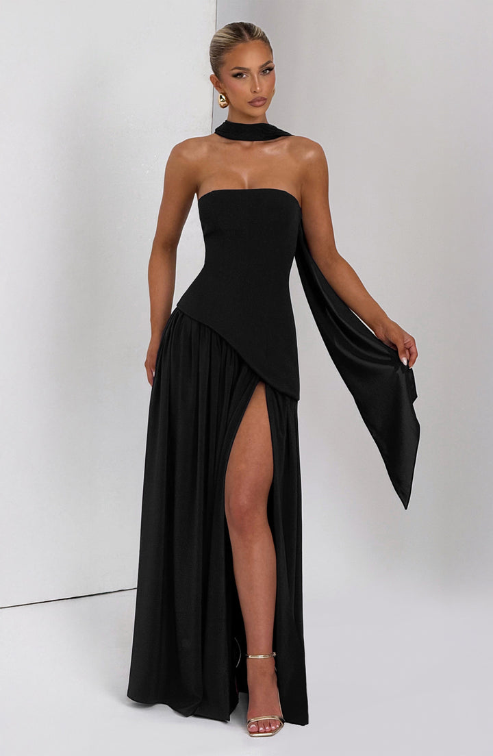 Pippa | Wedding Guest Pleated Maxi Dress with Choker