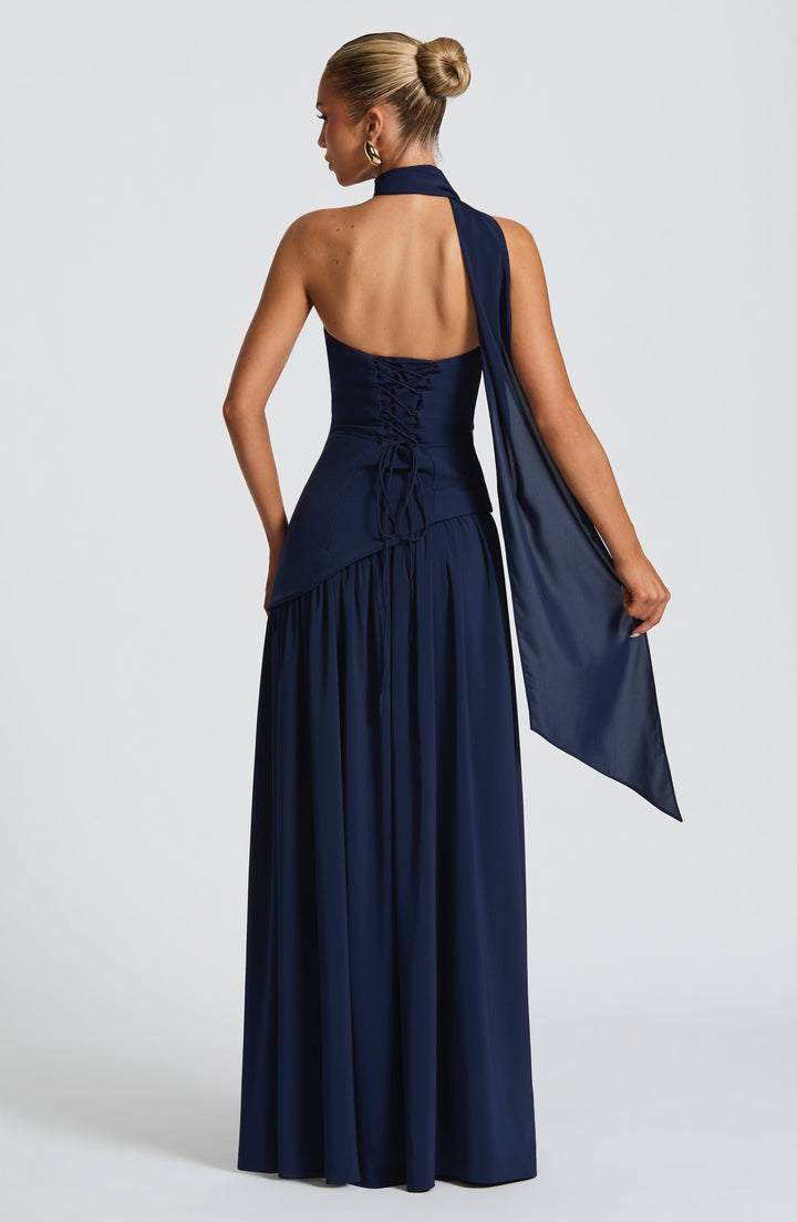 Pippa | Wedding Guest Pleated Maxi Dress with Choker