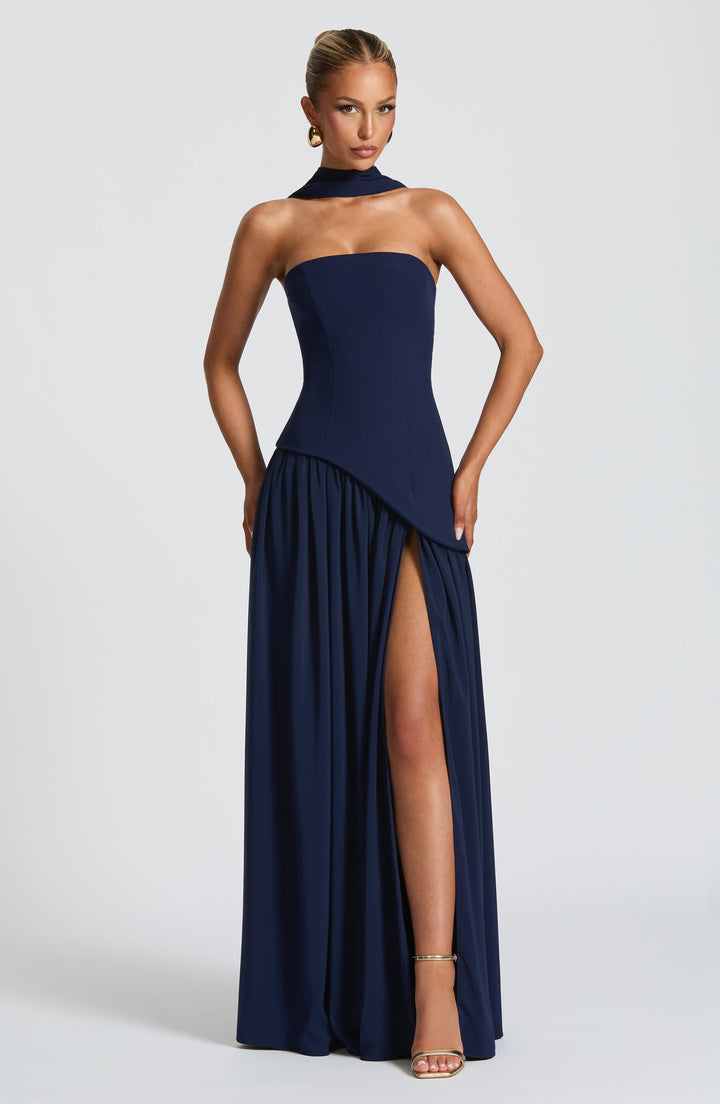 Pippa | Wedding Guest Pleated Maxi Dress with Choker