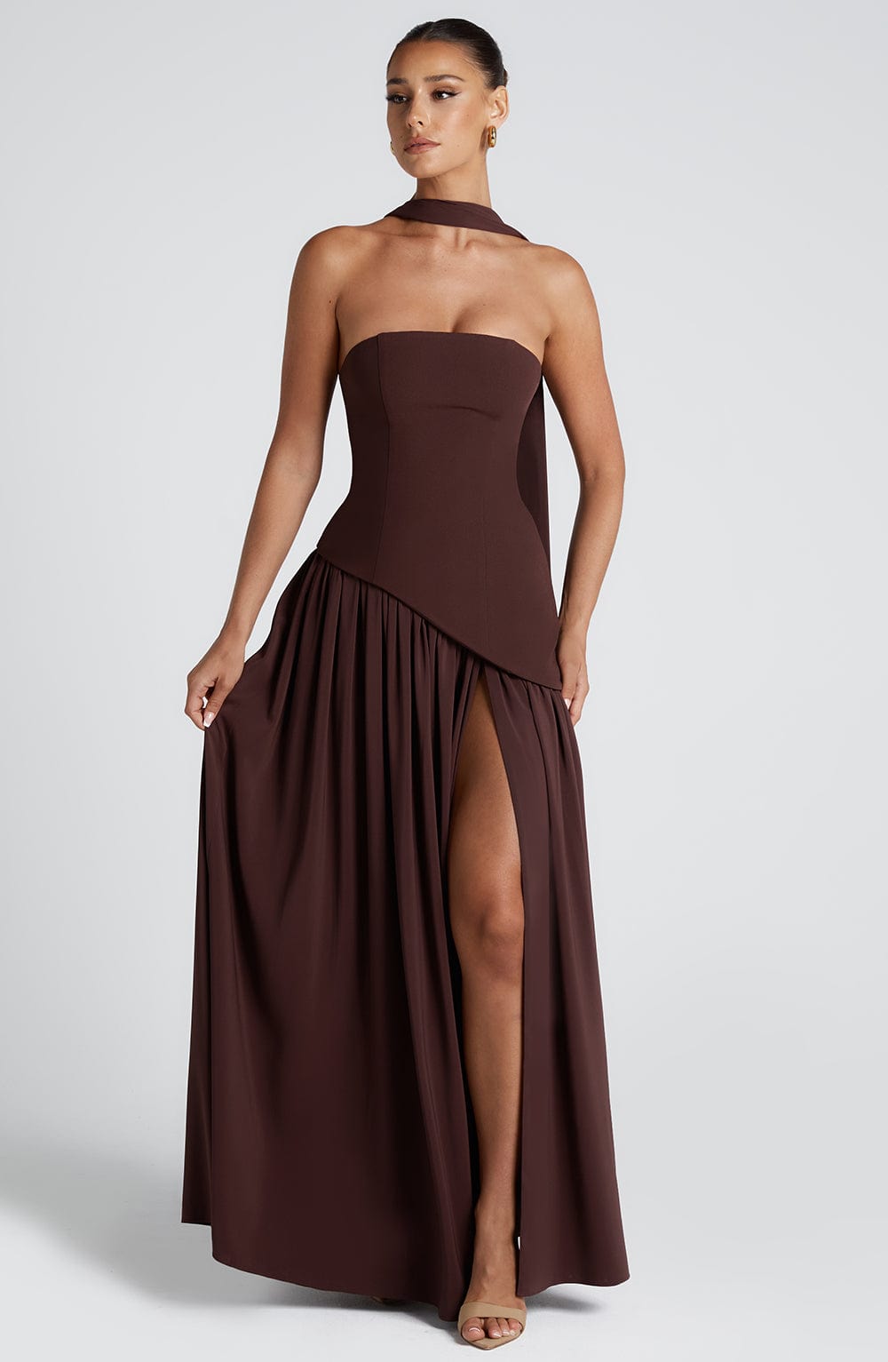 Pippa | Wedding Guest Pleated Maxi Dress with Choker