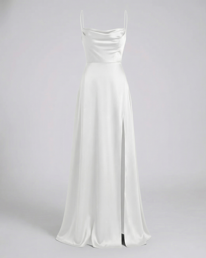 Verity | Satin Cowl Neck Maxi Bridesmaid Dress