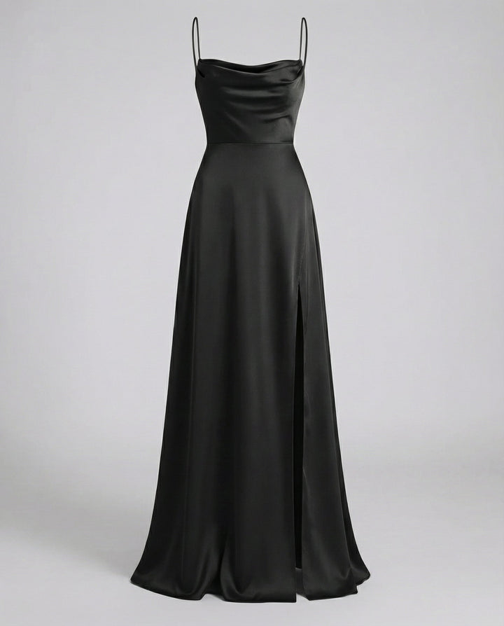Verity | Satin Cowl Neck Maxi Bridesmaid Dress