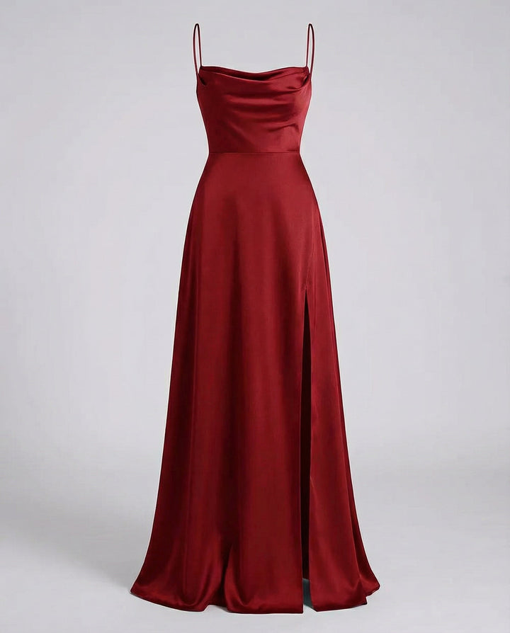 Verity | Satin Cowl Neck Maxi Bridesmaid Dress
