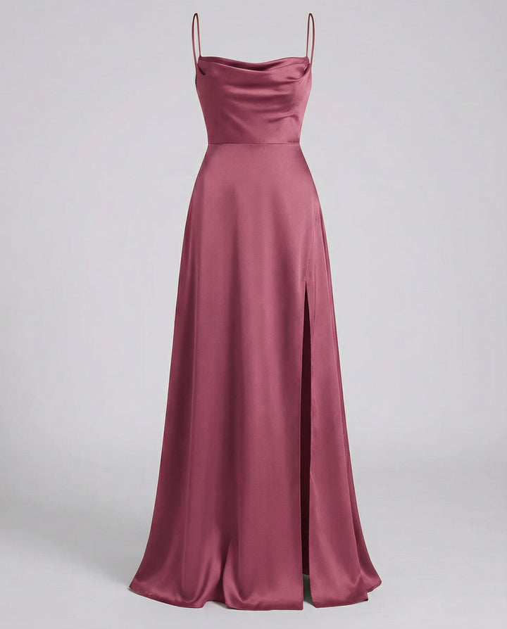 Verity | Satin Cowl Neck Maxi Bridesmaid Dress