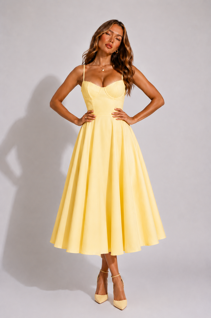 Elsie | Wedding Guest Bustier Midi Dress Women
