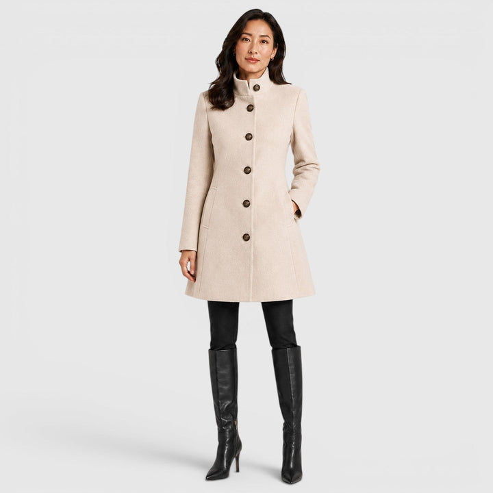 Pippa | Womens Coat Button-Front Stand Collar