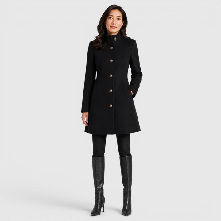 Pippa | Womens Coat Button-Front Stand Collar