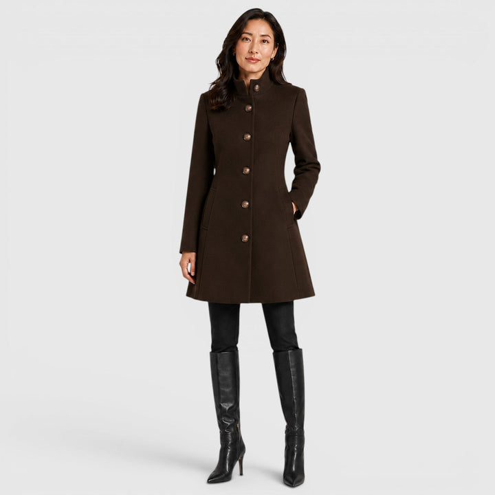 Pippa | Womens Coat Button-Front Stand Collar