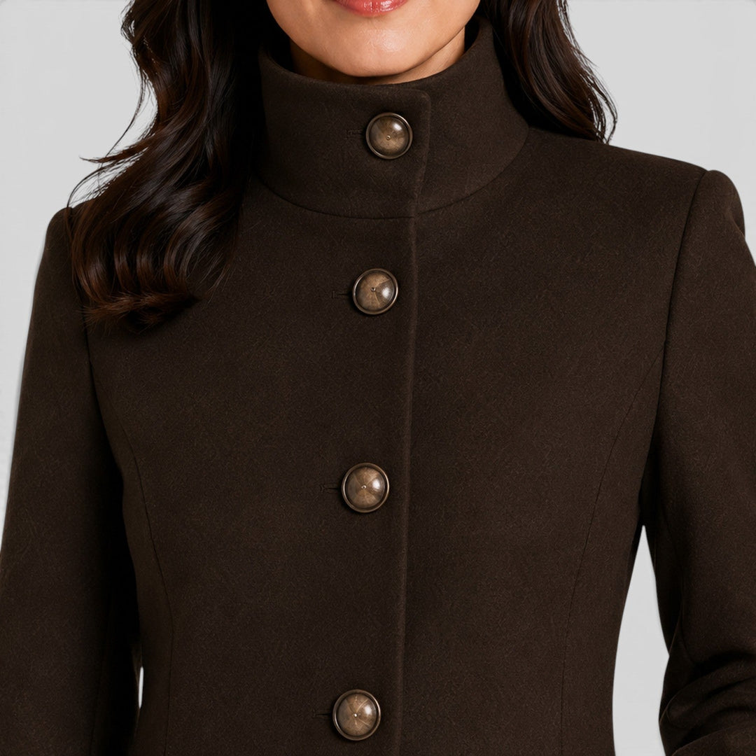 Pippa | Womens Coat Button-Front Stand Collar
