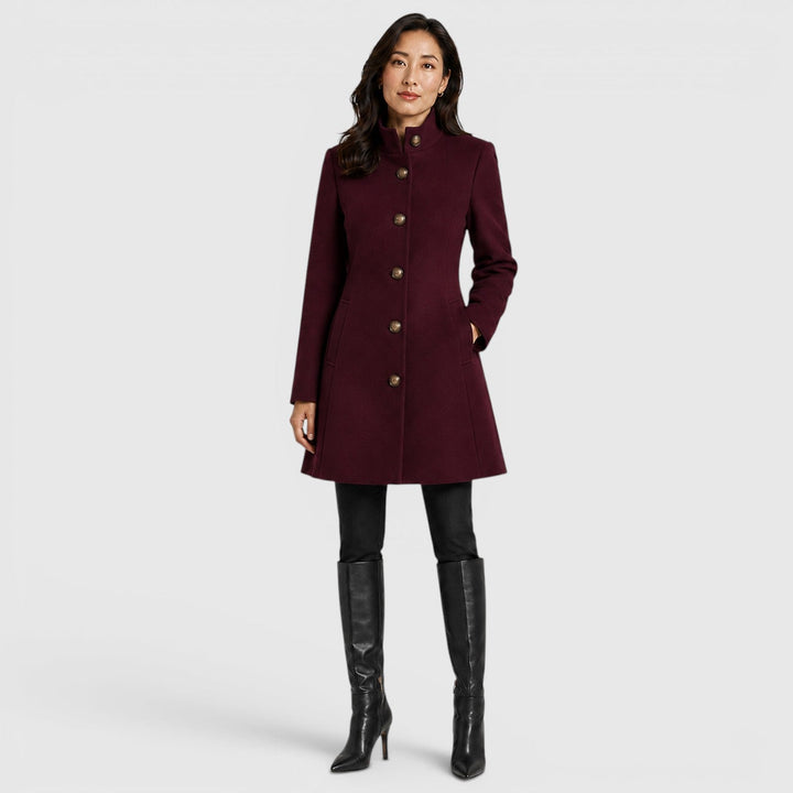 Pippa | Womens Coat Button-Front Stand Collar