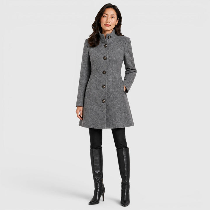 Pippa | Womens Coat Button-Front Stand Collar