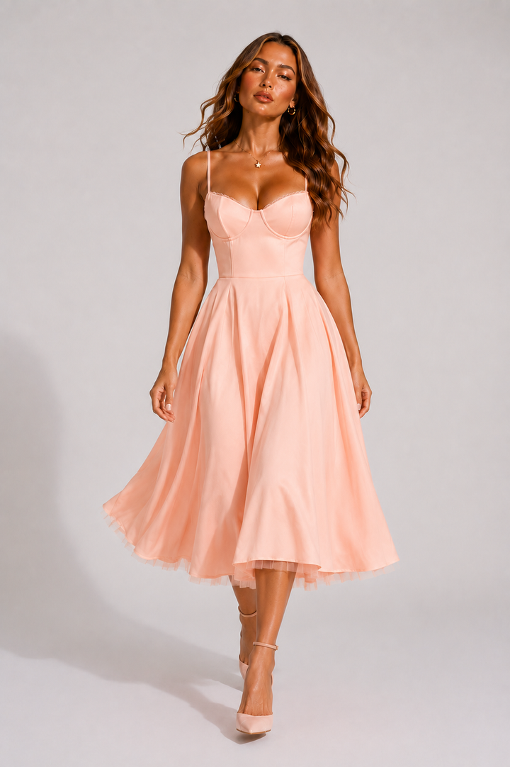 Elsie | Wedding Guest Bustier Midi Dress Women