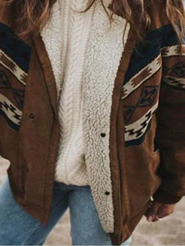 Bronte | Womens Aztec Print Sherpa Lined Jacket