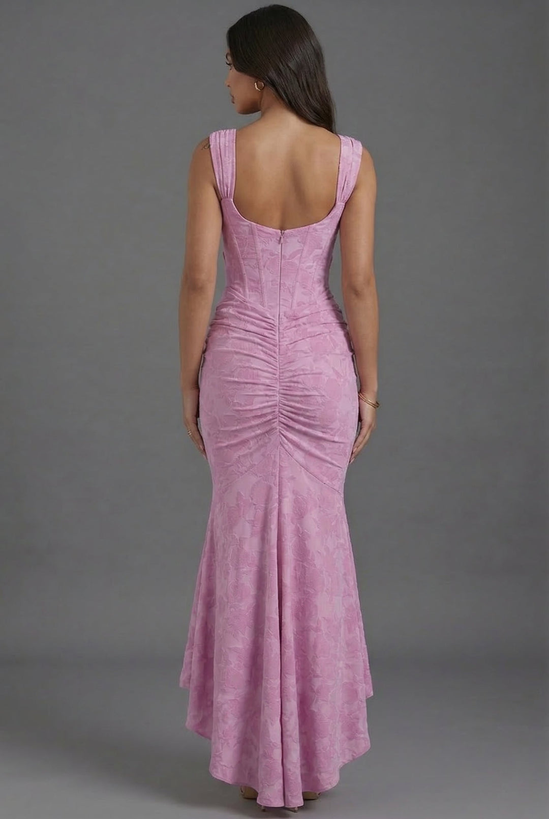 Grace | Wedding Guest Floral Jacquard Corset Midi Dress