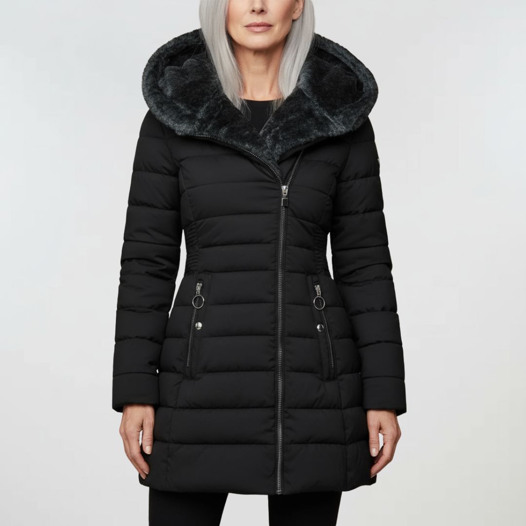 Rosie | Womens Quilted Ladies Puffer Jacket Faux Fur Hood