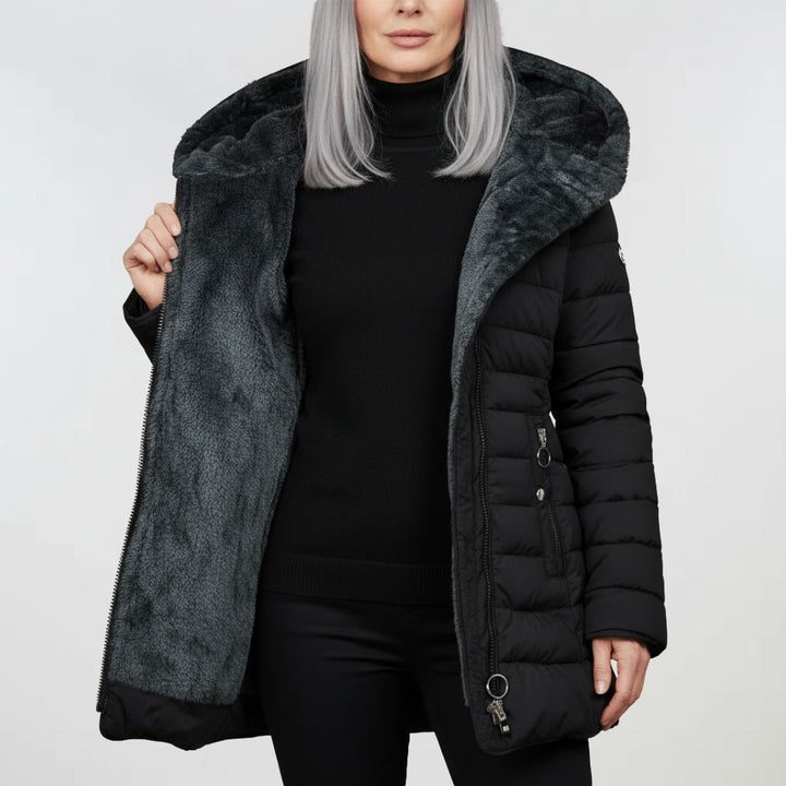 Rosie | Womens Quilted Ladies Puffer Jacket Faux Fur Hood