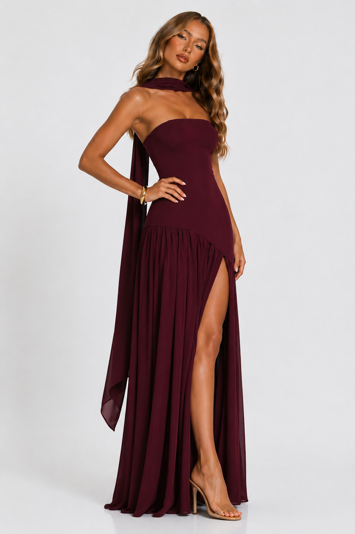 Ivy | Wedding Guest Maxi Dress with Scarf Detail