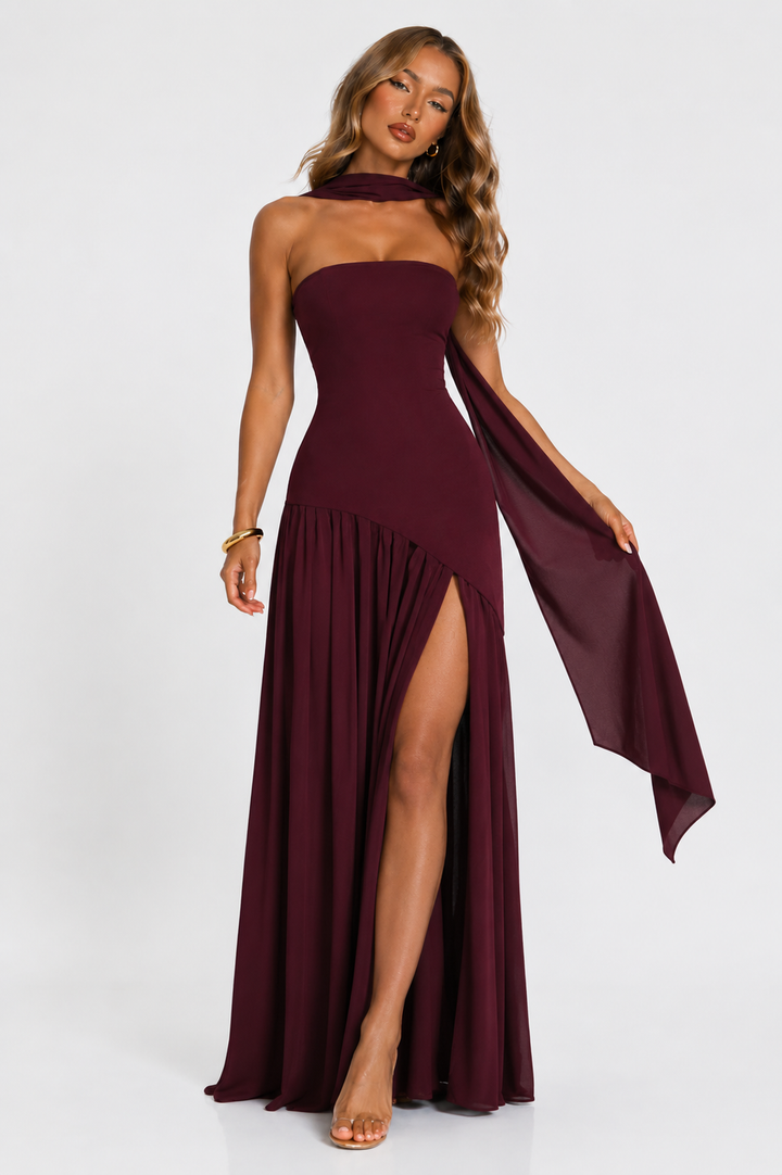 Ivy | Wedding Guest Maxi Dress with Scarf Detail