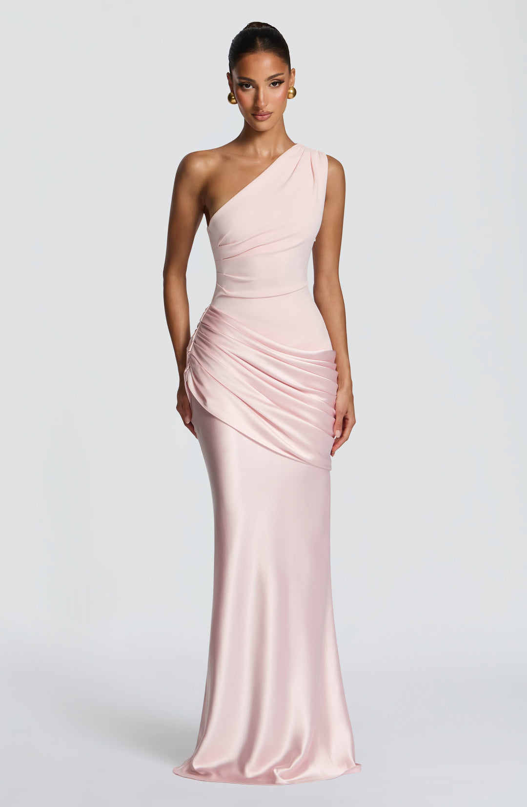 Darcey | One Shoulder Satin Maxi Wedding Guest Dress