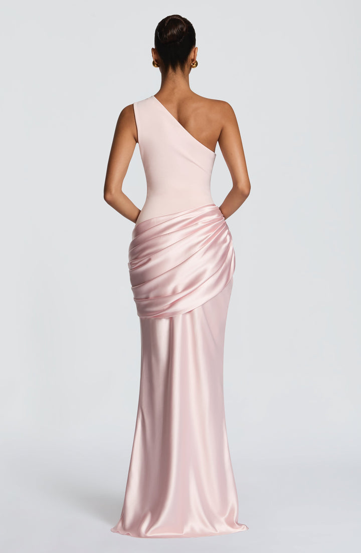 Darcey | One Shoulder Satin Maxi Wedding Guest Dress
