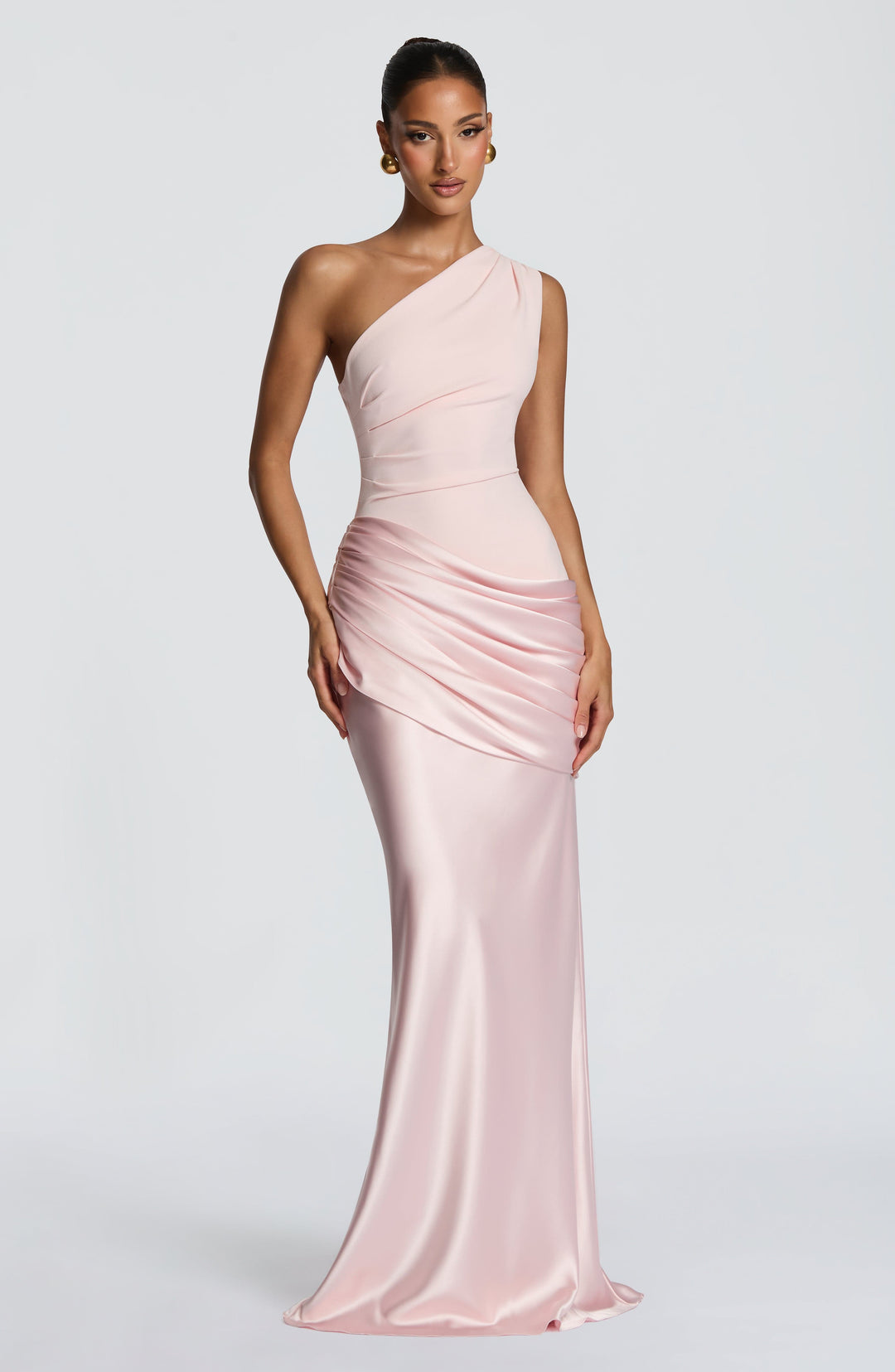 Darcey | One Shoulder Satin Maxi Wedding Guest Dress
