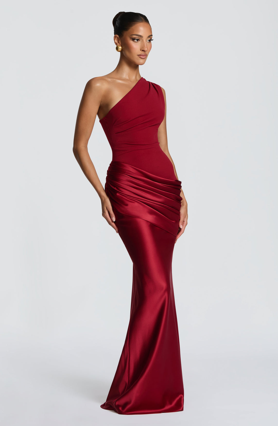 Darcey | One Shoulder Satin Maxi Wedding Guest Dress
