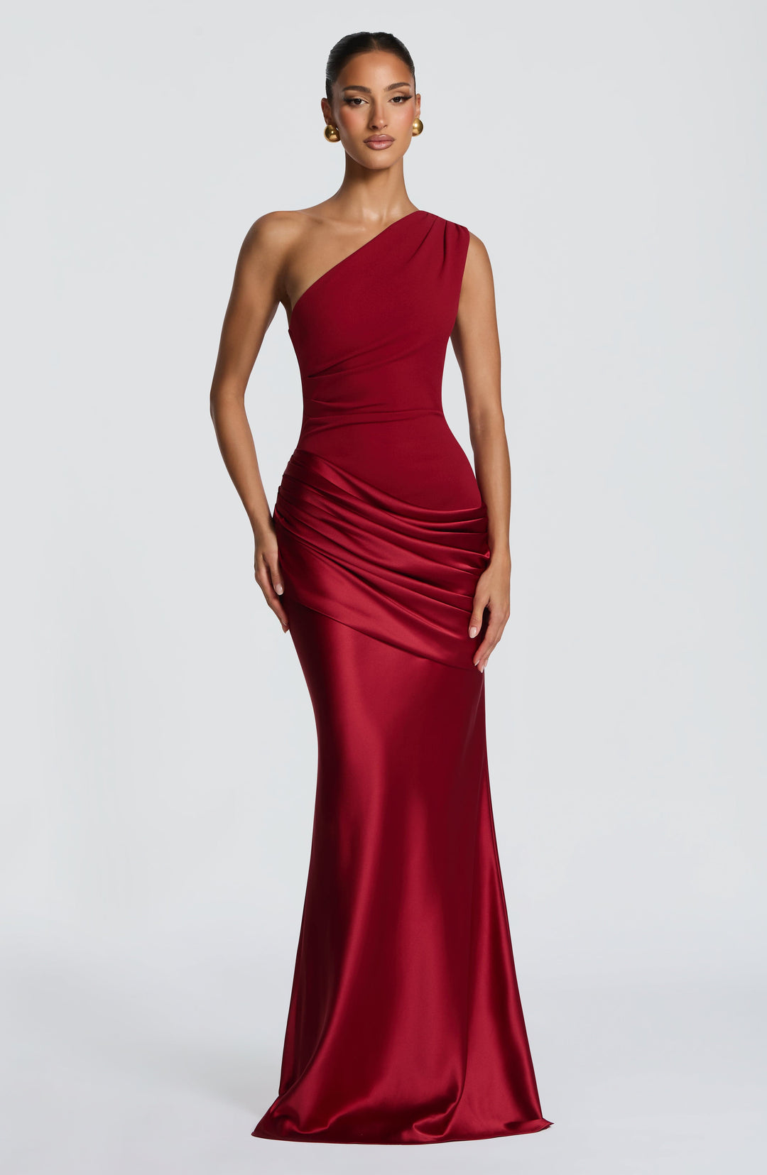 Darcey | One Shoulder Satin Maxi Wedding Guest Dress