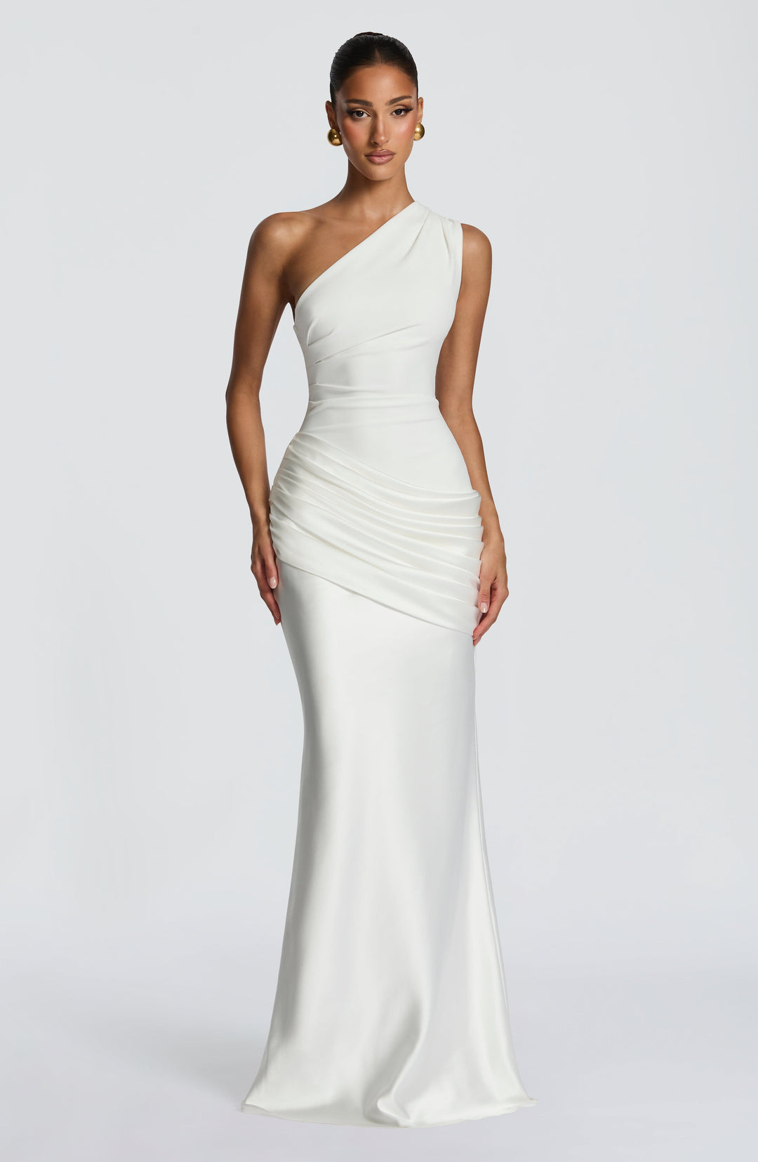Darcey | One Shoulder Satin Maxi Wedding Guest Dress