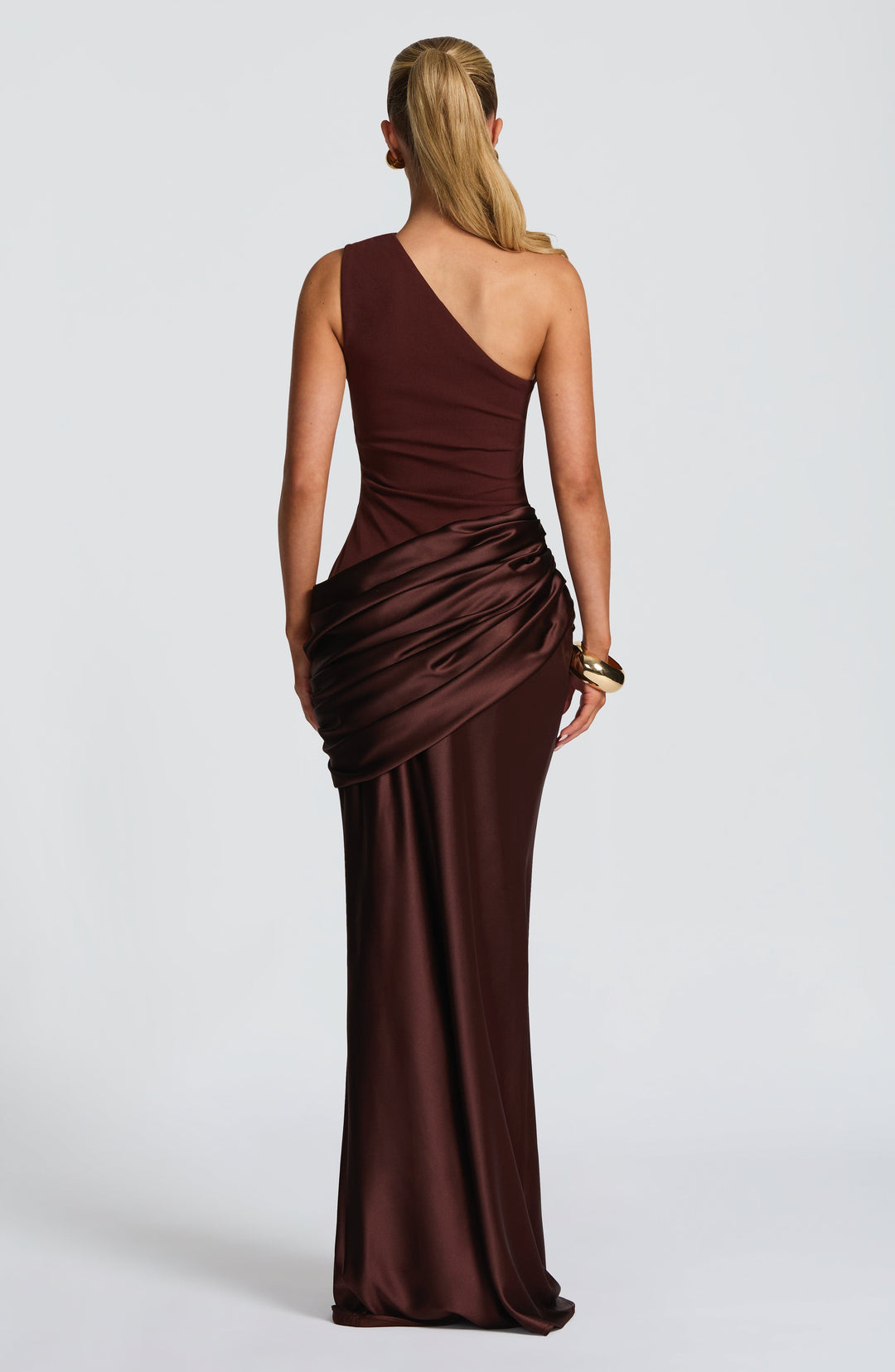 Darcey | One Shoulder Satin Maxi Wedding Guest Dress