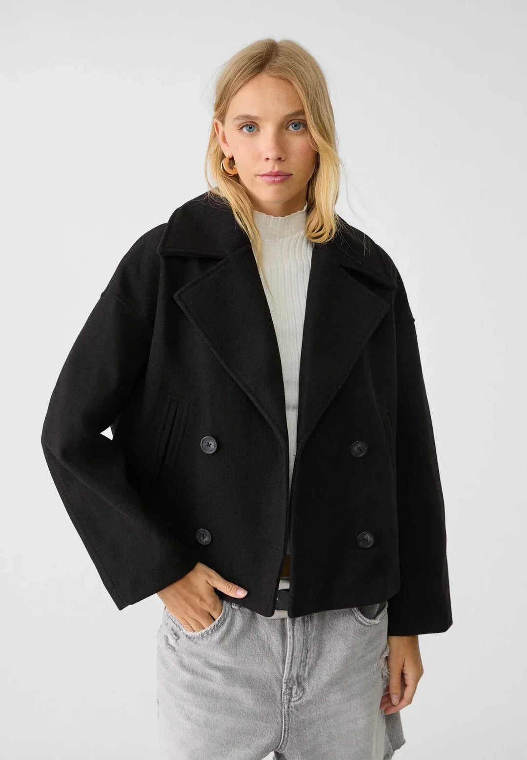 Harriet | Double-Breasted Cropped Womens Coat Jacket